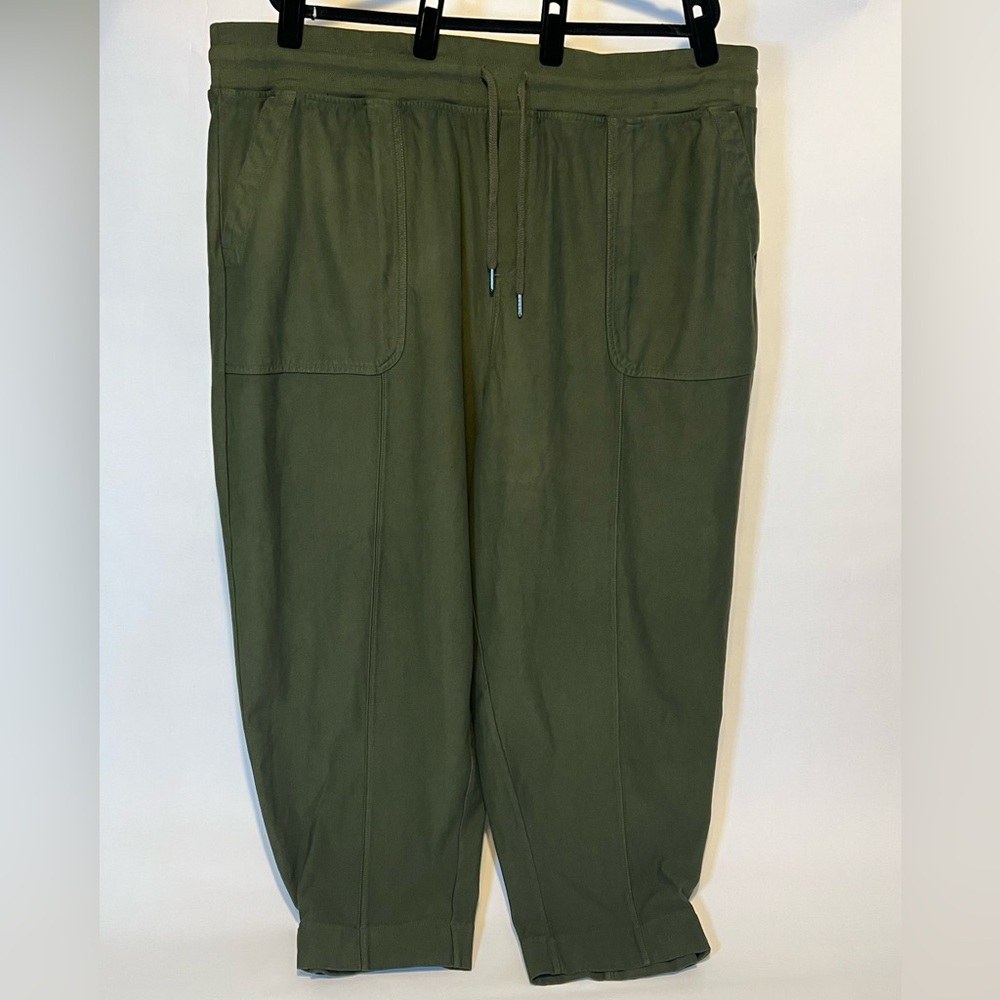 #275 Athleta Farallon Olive Green Cotton Stretch Jogger Pants 2X EUC - Picture 2 of 5